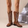 Ethnic Western Women's Boots New Embroidered Knight Boots Medium Tube Martin Boots Retro V-port Large Size Chelsea Boots