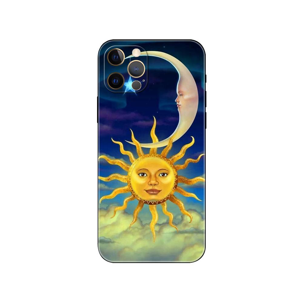 Солнце Луна Звезды Красочный чехол для телефона для iphone 5 5s 2020se 6 6s 7 8 plus x 10 XR XS 11 12 13 mini pro MAX черный tpu задняя крышка iphone 5 5S SE 2016