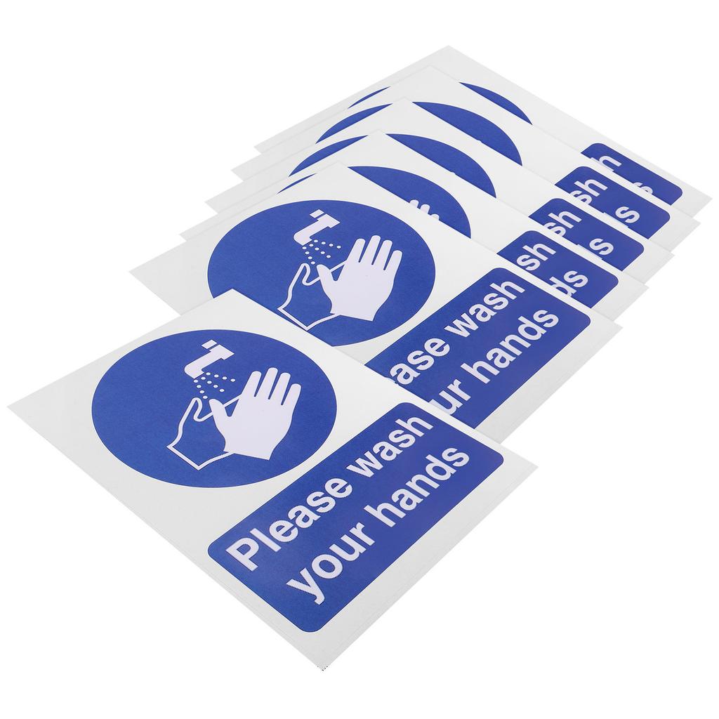 6Pcs Hand Wash Stickers Peel Stick Bathroom Reminder Sign Handwashing Instruction for Workplace School Restaurant Health