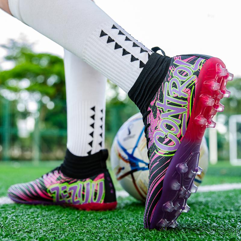 Herren Neue FG Fußballschuhe Sneaker Freizeit Erwachsene Original Atmungsaktiv Knöchel Lange Stollen Männliche Fußballschuhe Feld Fußballschuhe