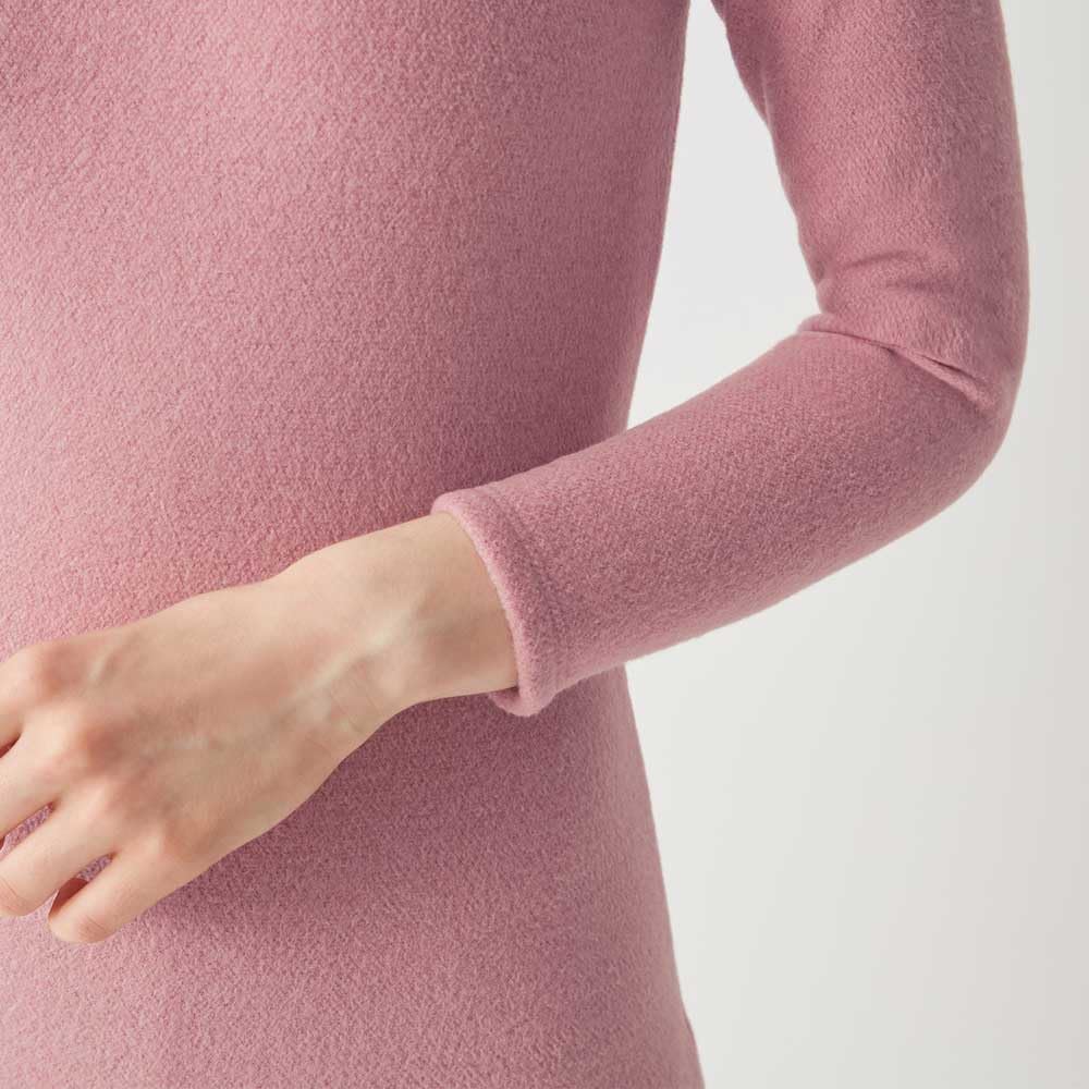 Gunze HOTMAGIC MH9546 Long Sleeve Thick Brushed and Cold Mista Pink Women's Innerwear, Fabric, Moisture-Wicking, Heat-Generating, Protection,