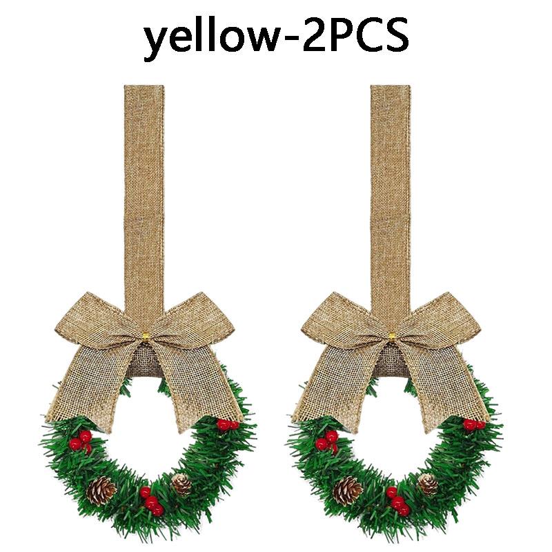 Red Ribbon Bow Christmas Cabinet Wreath Stylish for Kitchen Decor Holiday Party Ornament Festive Home Decor Set