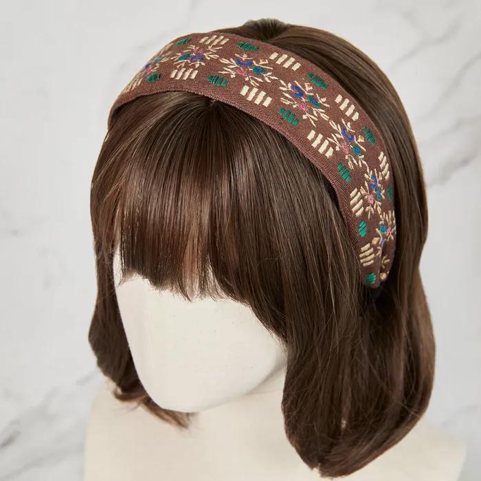 Maia Garden Jacquard Hairband - Plain Brown