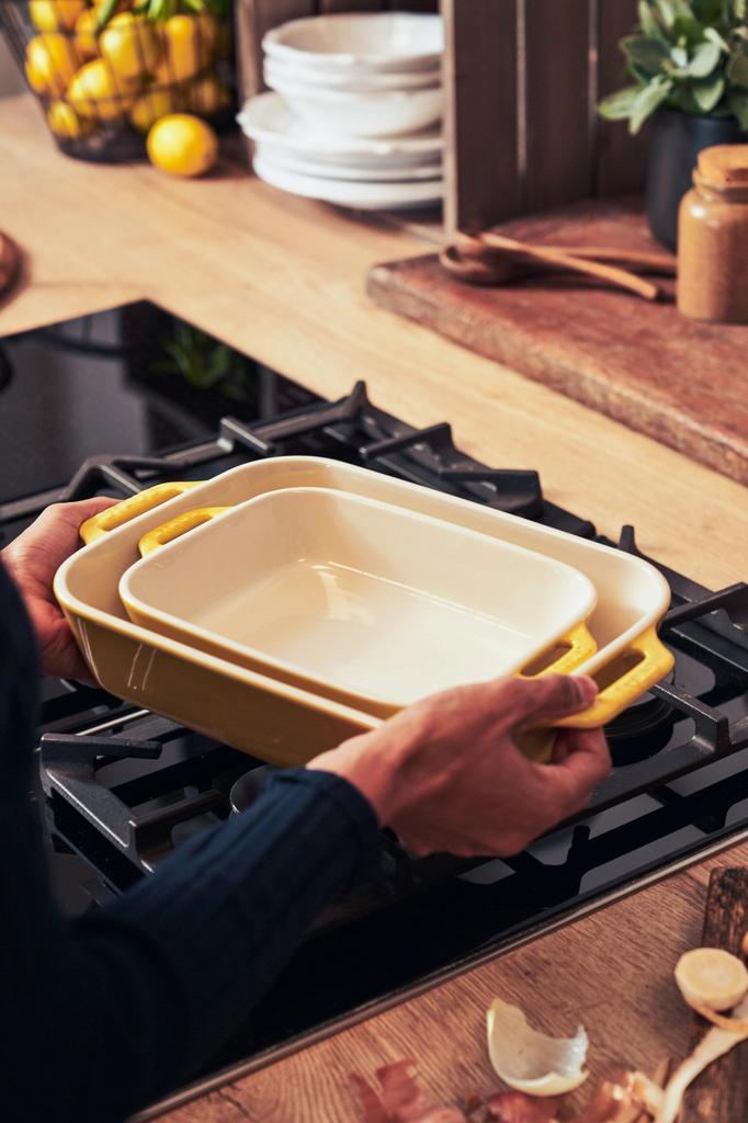 Staub "Rectangular Dish, 14cm, Citron" Ceramic Gratin Dish, Oven and Microwave Safe [Official Japanese Product] Ceramic Citron Color Dish Z1029-534