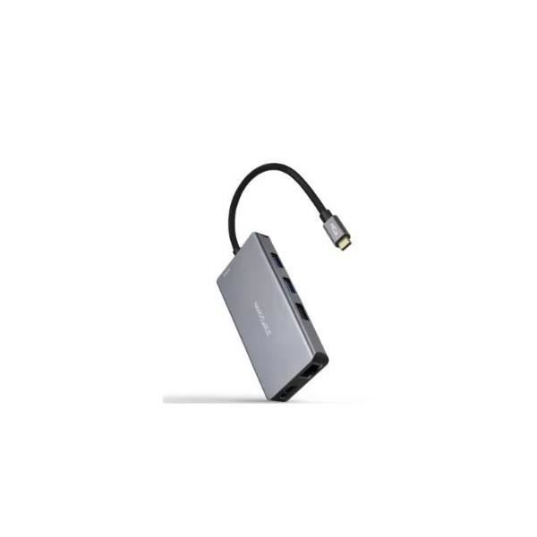 USB-C Hub - Nanofil - 16.10.1009 - 4K Ultra HD - 100W - Aluminium Grå