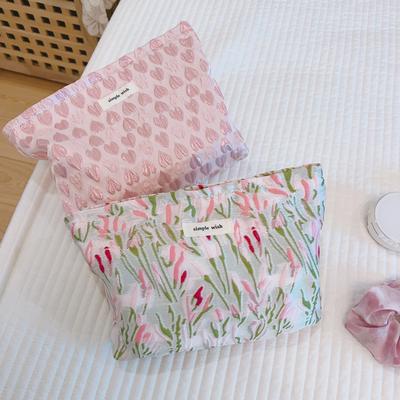 Borse per il trucco in tela floreale fresca Borsa per cosmetici di grande capacità Borsa per il telefono Cluth per la cura della pelle da viaggio Articoli da toeletta