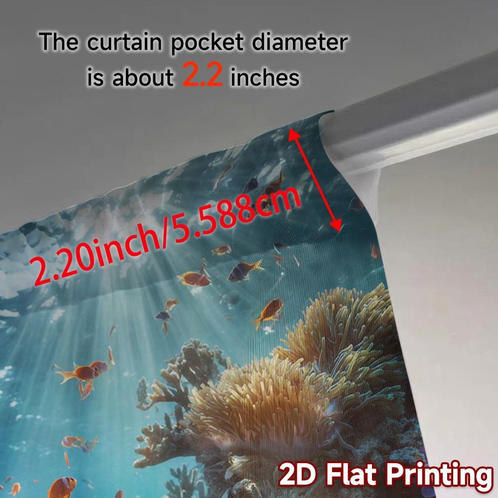 2pcs, 2D FLAT PRINTING Curtains (Without Rod) Coral Symphony Popular Window Curtain Durable Polyester Curtains Gifts for Bedroom