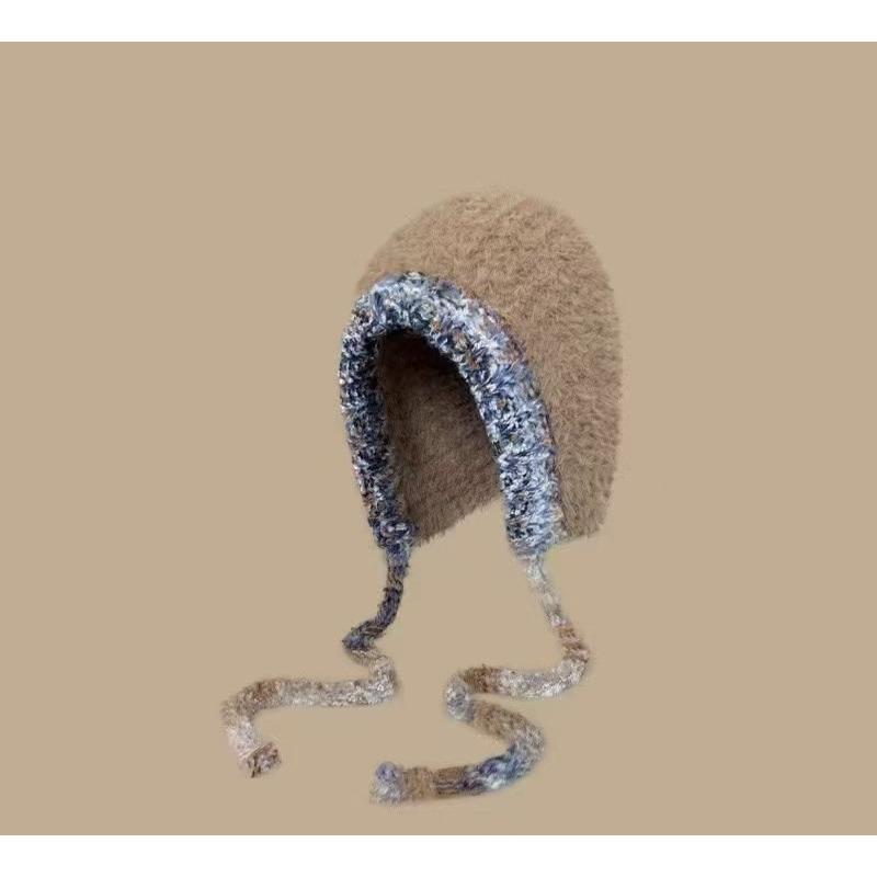 Cartoon cashmere hat, women's autumn and winter thermal straps, knitted ear protector