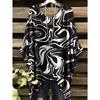 Tessuto Estivo Imitazione Denim Stampa Tie-Dye Orlo Irregolare Girocollo Manica Corta da Donna Abbigliamento Casual da Esterno da Donna
