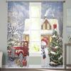 Weihnachten Und Winter Schneelandschaft Schneemann Vorhänge Für Wohnzimmer Schlafzimmer Heimdekoration Fenster Voile Tüll Vorhang Drapierungen