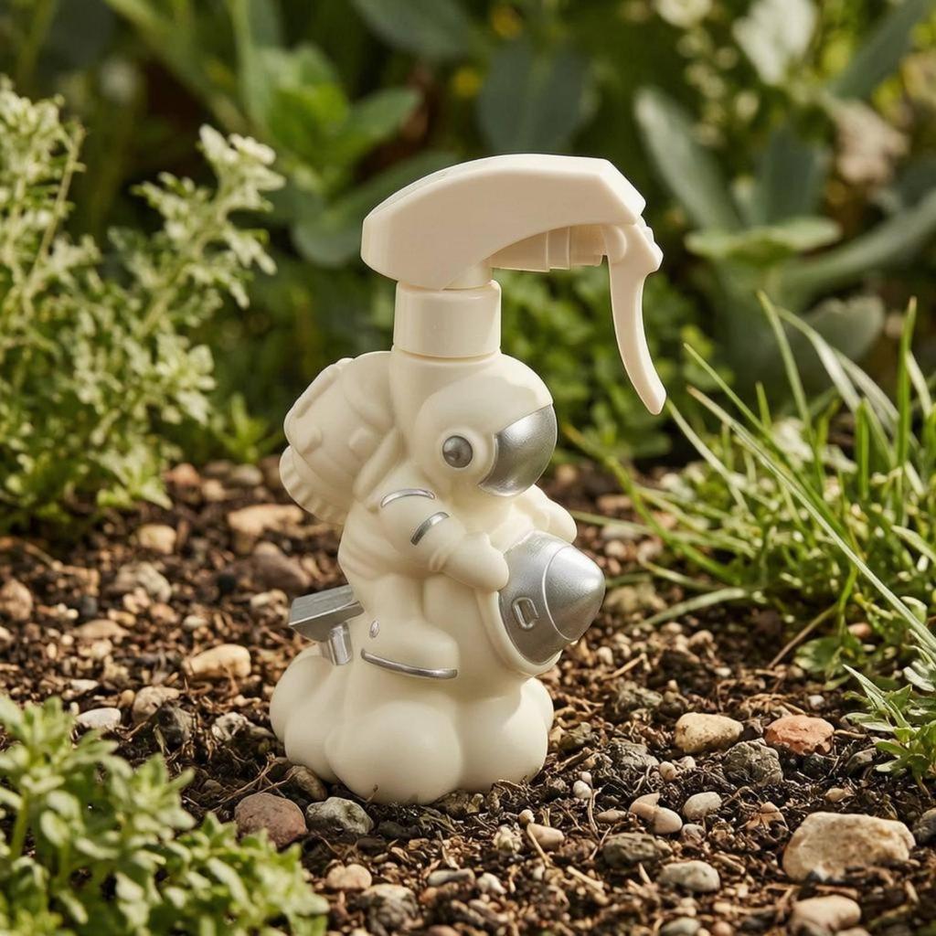 Astronaut Watering White Spray Bottle Silver Details 2in1 Can