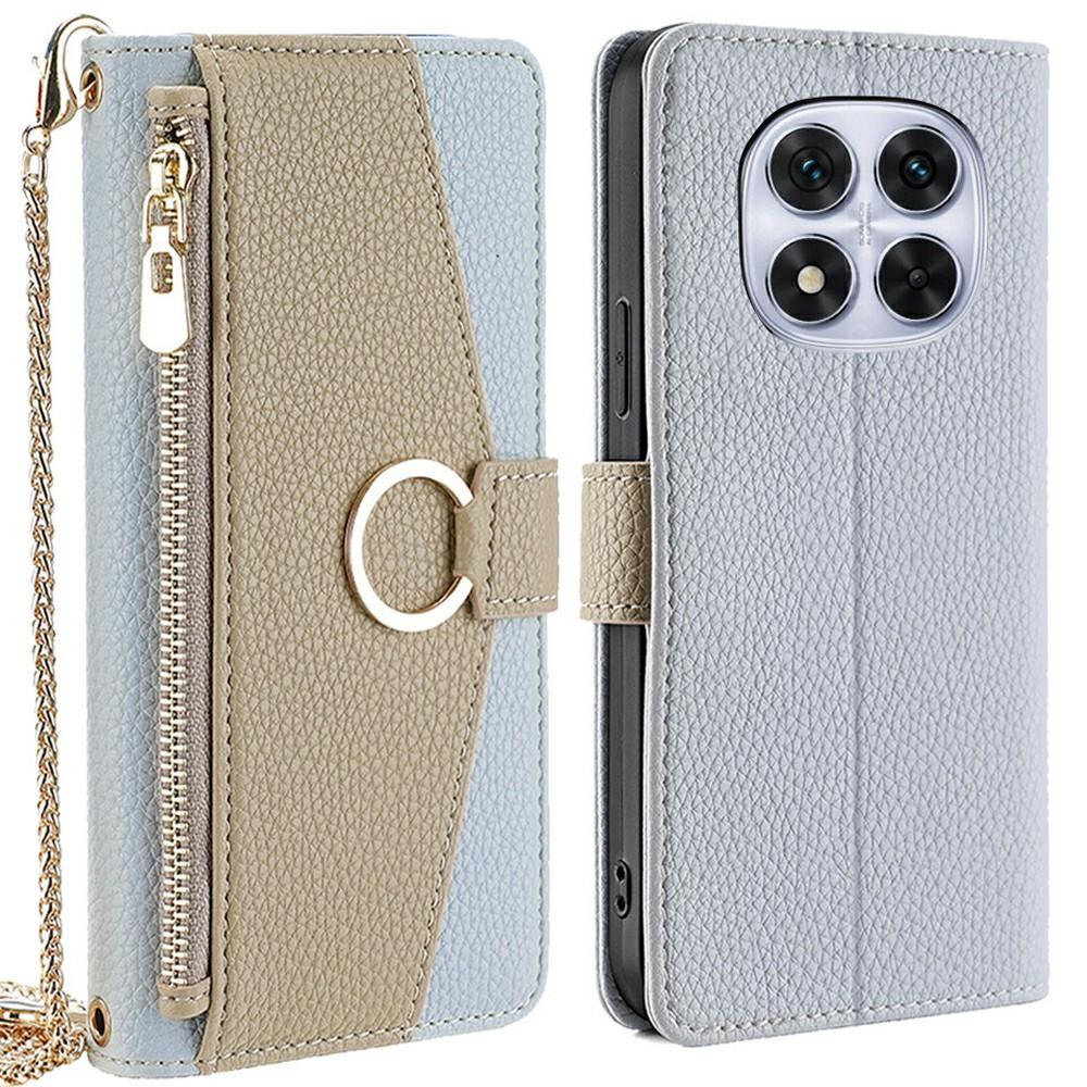 Lommeboketui til Xiaomi Redmi Note 14 Pro 5G/14 Pro+ 5G/Poco X7 5G Deksel i skinn med speil/kjede-skulderstropp