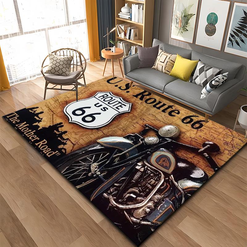Historic Route 66 Pattern Rug Large Carpet Area for Living Room Kids Bedroom Sofa Kitchen Doormat Decor Child Non slip Floor Mat