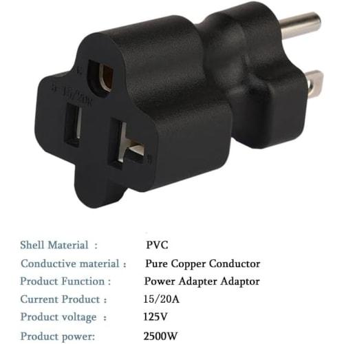 Tekit 5-15P To 5-15R & 5-20R, 15-Amp Household AC Plug To 20-Amp T-Blade Power Adapter; Nema 5-15P To 5-15R/5-20R 20-Amp Comb AC Adapter (5-15P To 5-1