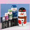 Snowman Wooden Matryoshka Doll Set Cartoon Home Decoration Christmas Gifts Toy