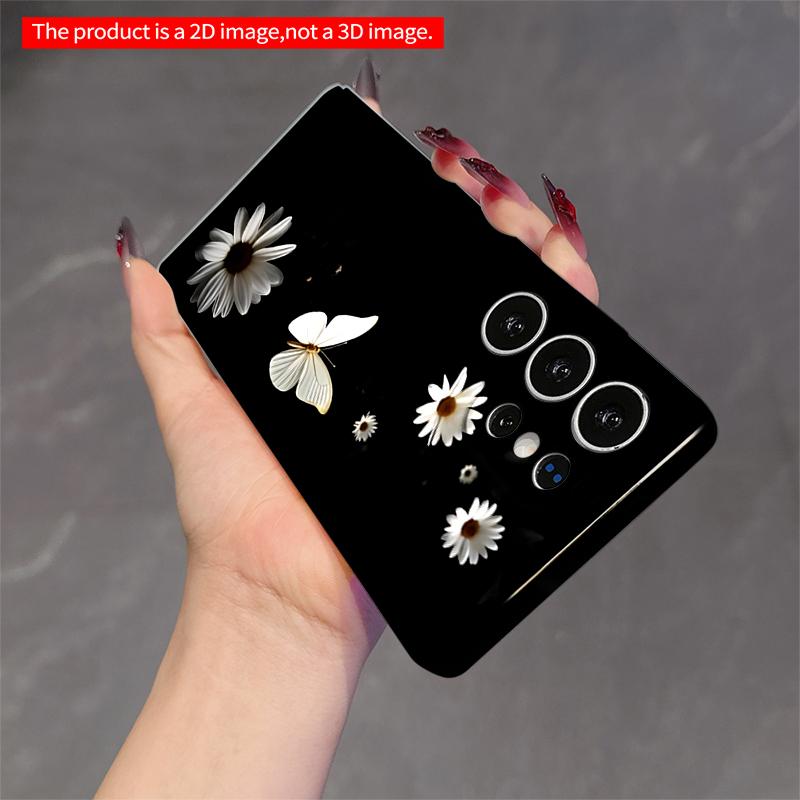 2DFlat Samsung phone case White Flowers and Butterfly Applicable to Galaxy S23 S24 S25ULTRA S26 A12 A14 A15 A16 A54 A55