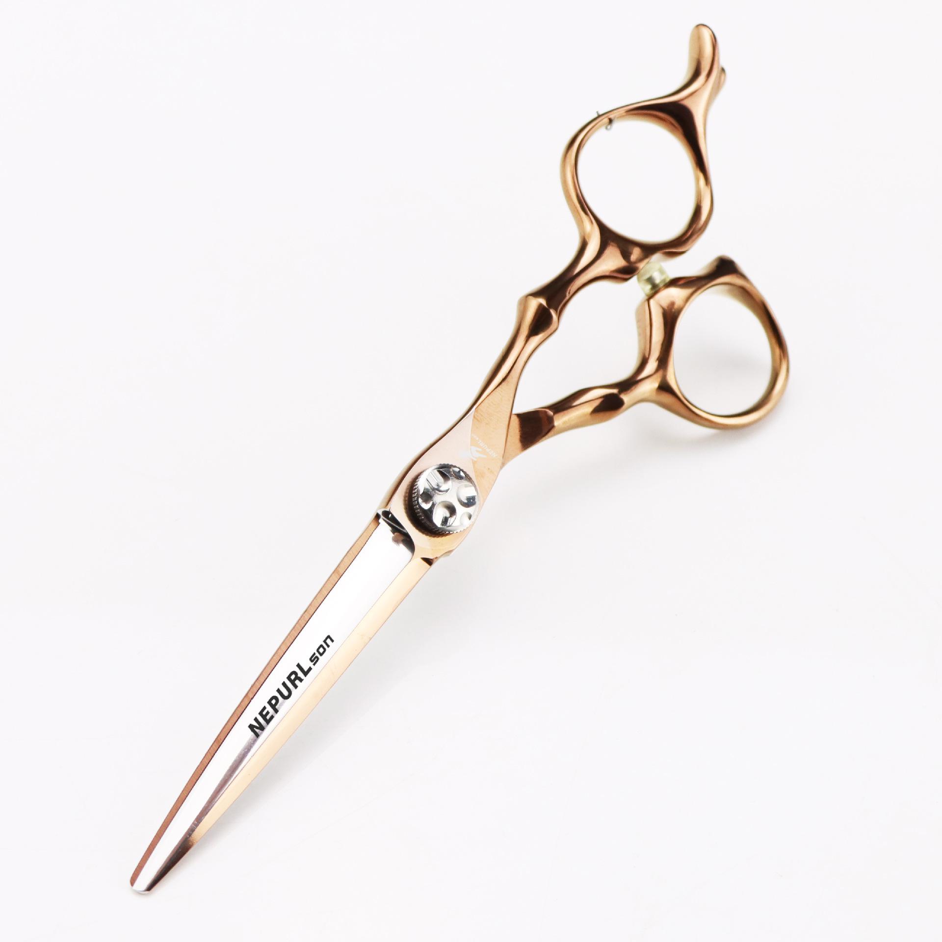 Napson 5.5  Champagne Gold Hairdressing Scissors: Barber, Straight, Thinning, Bang Shears
