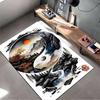 Area Rug, Yin Yang Chinese Landscape Mountains Sun Tree Waterfall Art Print, Living Room Decor, Non-Slip Mat
