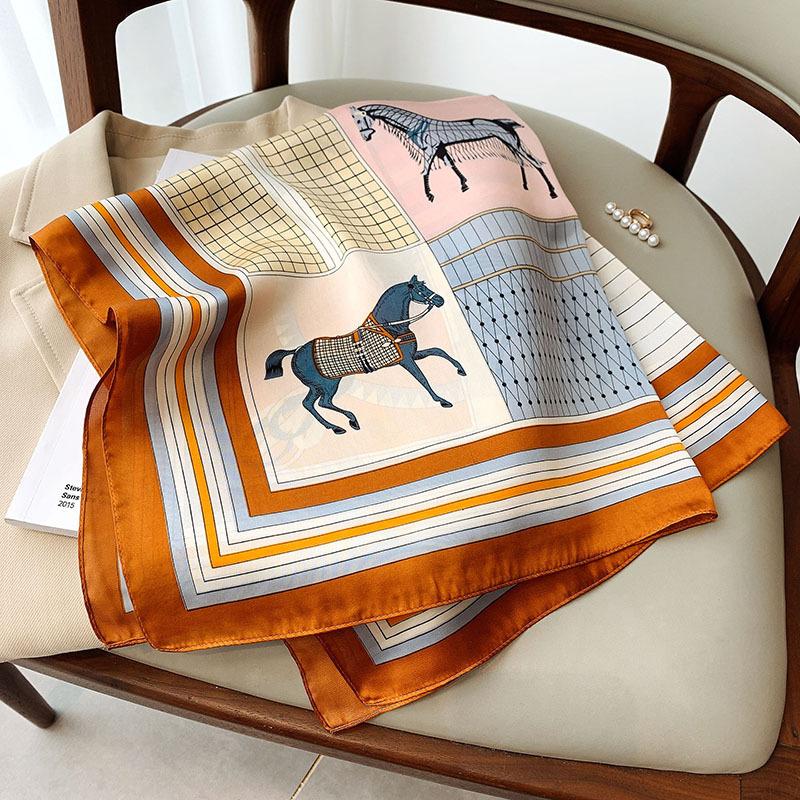 Small Square Scarf Silk Scarf Women's 71x71 Korean Versatile Decoration with Suit Shirt Professional Scarf Neck Protection Thin Scarf