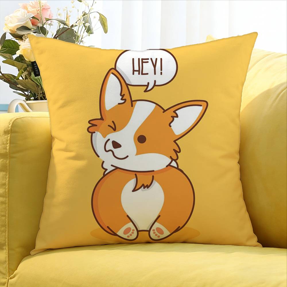 cute Corgi World Various Sizes Square Pillow Case For Car Home Bedchamber Decor