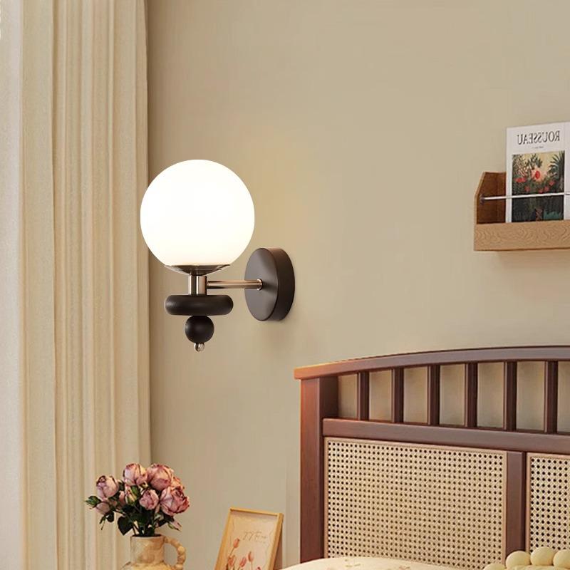 Vintage Solid Wood Wall Lamp: French Retro Bedroom & American Living Room