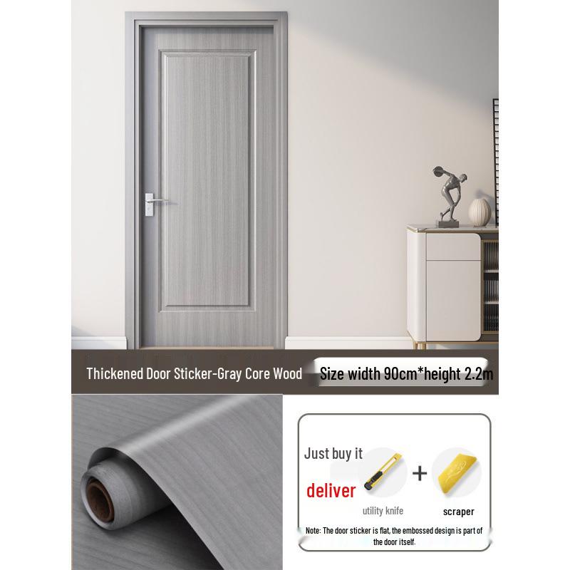 Self-Adhesive Wood Grain Door Renovation Sticker - Waterproof Decorative Cover-Up for Old Doors
