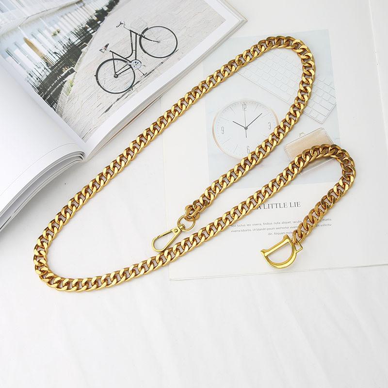 Fashion Letter Decoration Women Casual Gold Metal Waist Chain For Daily Wear