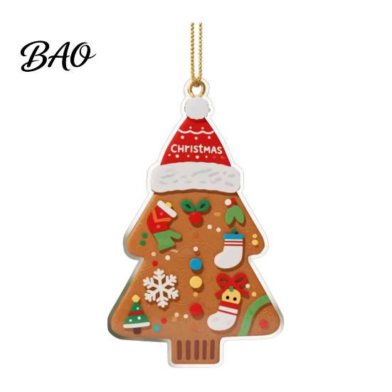 Winter Seasonal Hanging Decor Gingerbread Christmas Tree Pendant, Double-sided Acrylic Ornament for Man Ornaments Holiday Home And Car Rearview Mirror