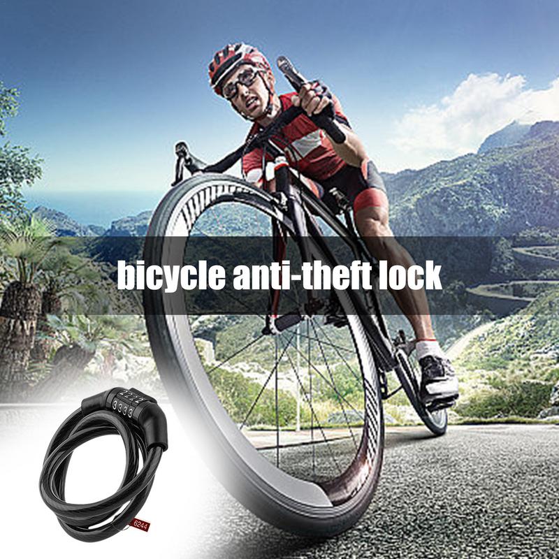 Anti-Theft Bike Lock 4 Digit Code Combination Stainless Steel Cable Bicycle Security Lock Equipment Bicycle Cable Chain Lock