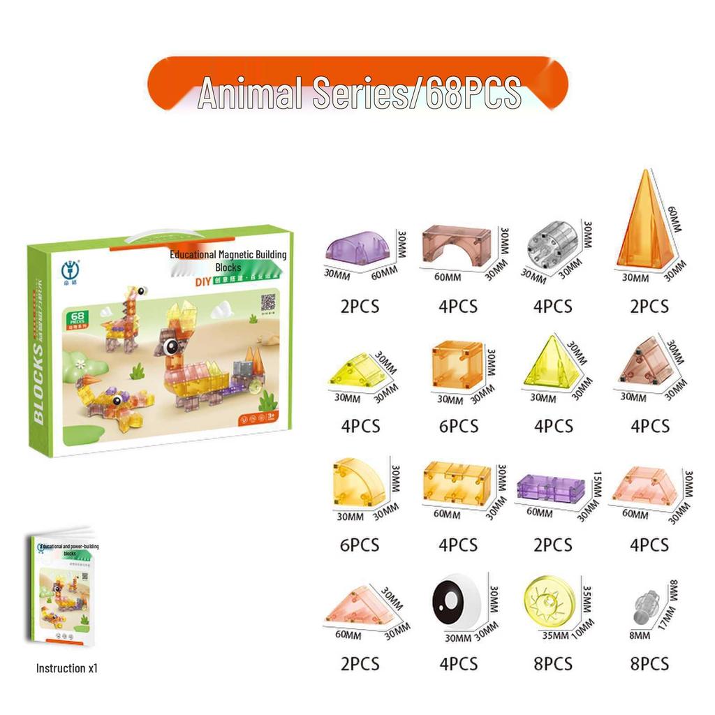 DiGe Geometric Magnetic Blocks - Building Blocks for Construction Vehicles & Castles - Children's Toys
