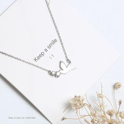 Bezpłatny naszyjnik z białą gołębicą o kobiecym temperamencie, leśny styl Super Fairy Zircon Fresh Soft Girl Chic Collarbone Chain