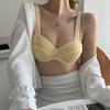 Doce cor conjunto de lingerie para as mulheres verão ultra fino push up sutiã conjunto francês sexy bralette tecido renda respirável sutiãs conjuntos tanga