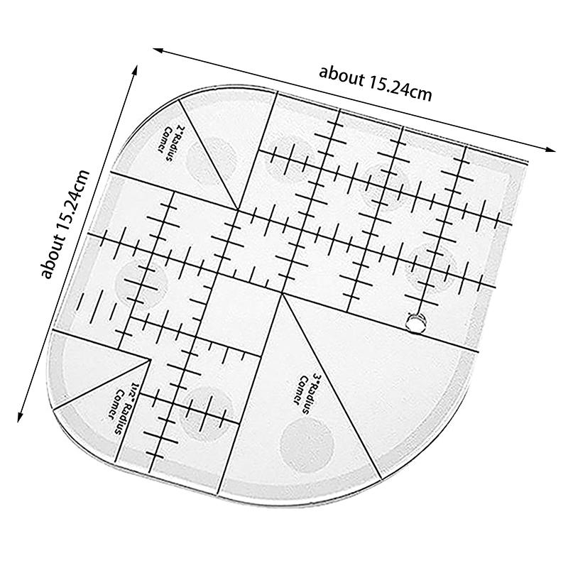 Multi Functional Angle Cutting Ruler Acrylic Anti Slip Sewing Ruler Round Edge Template Ruler DIY Sewing Patchwork Ruler