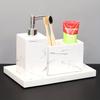 1Set/3pcs Marbled Sandstone Surface Soap Dispenser and Toothbrush Holder Countertop Tray Home Bathroom Apartment Decorative Accessories