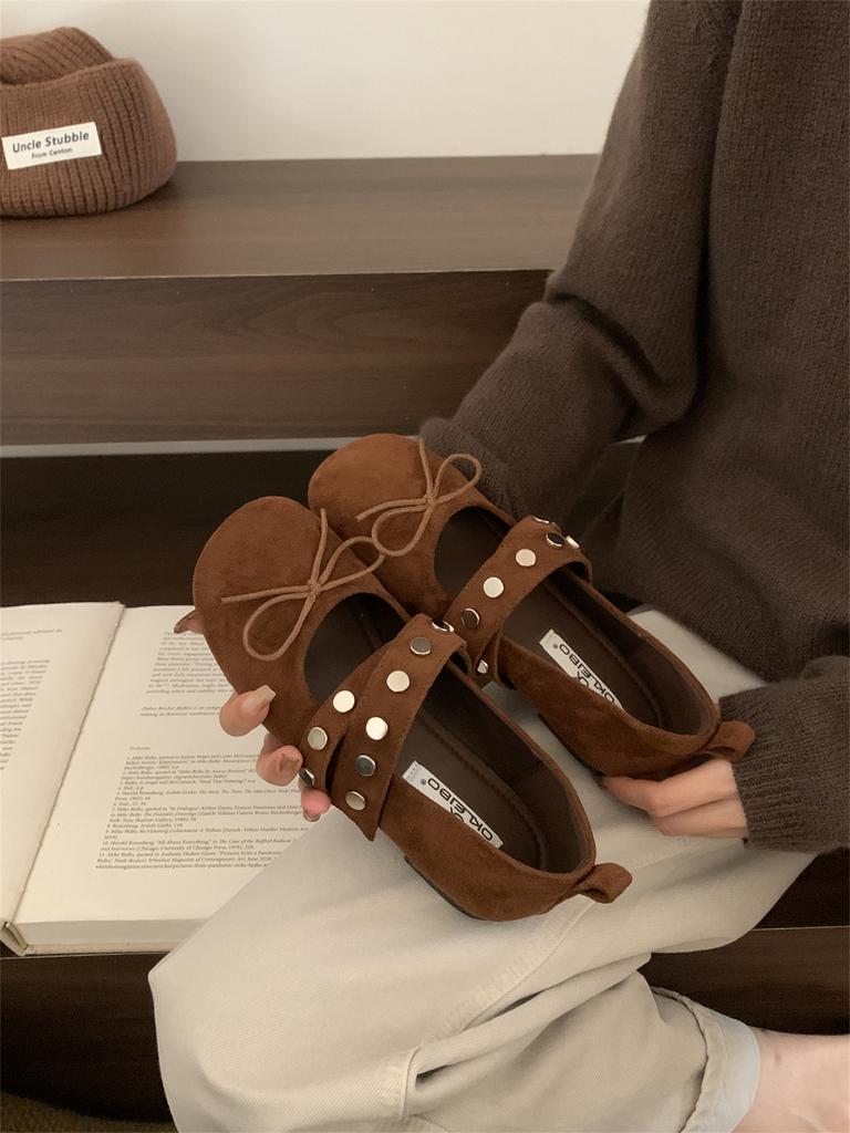 Sweet and cool style retro bow round head evening single shoes women's autumn 2025 new ballet fairy Mary Jane shoes