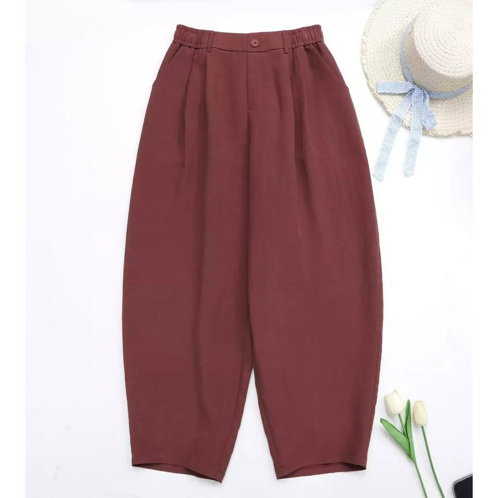 Tencel Linen Pants Women's Summer Thin Cotton and Linen Wide-leg Pants Cropped Pants Bloomers Commuter Casual All-match