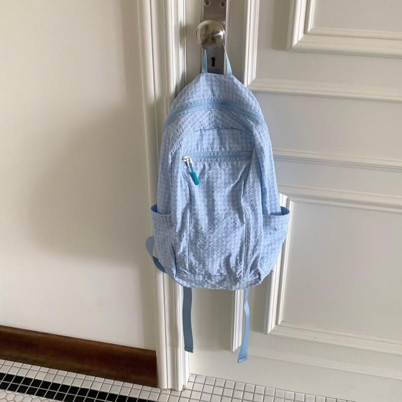 Lightweight Nylon Backpack Women Men Travel Hiking Daypack With Plaid 20L Capacity