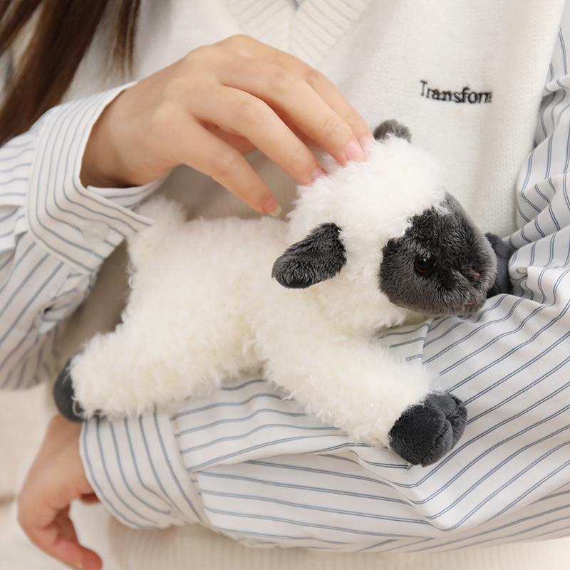 20cm Lamm Schaf Plüschtier Stofftier Schwarzes Weißes Gesicht Cartoon Grasland Tier Stehend Liegend Puppe Flauschig Niedlich Kleines Plüschtier Geschenk