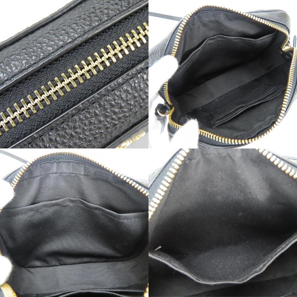 Used COACH Shoulder Bag Pochette 87734 Leather Black Mini