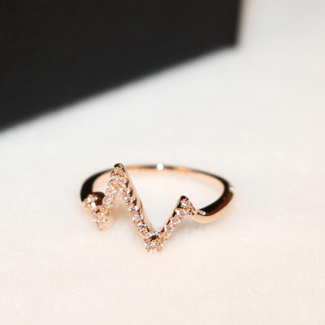 

Super Fresh Wavy Micro Inlaid For Women Joint Finger Ring Jewelry Lady Dress Celebration Gathering Parent Child RingTrendy Finger Ring 7 белый