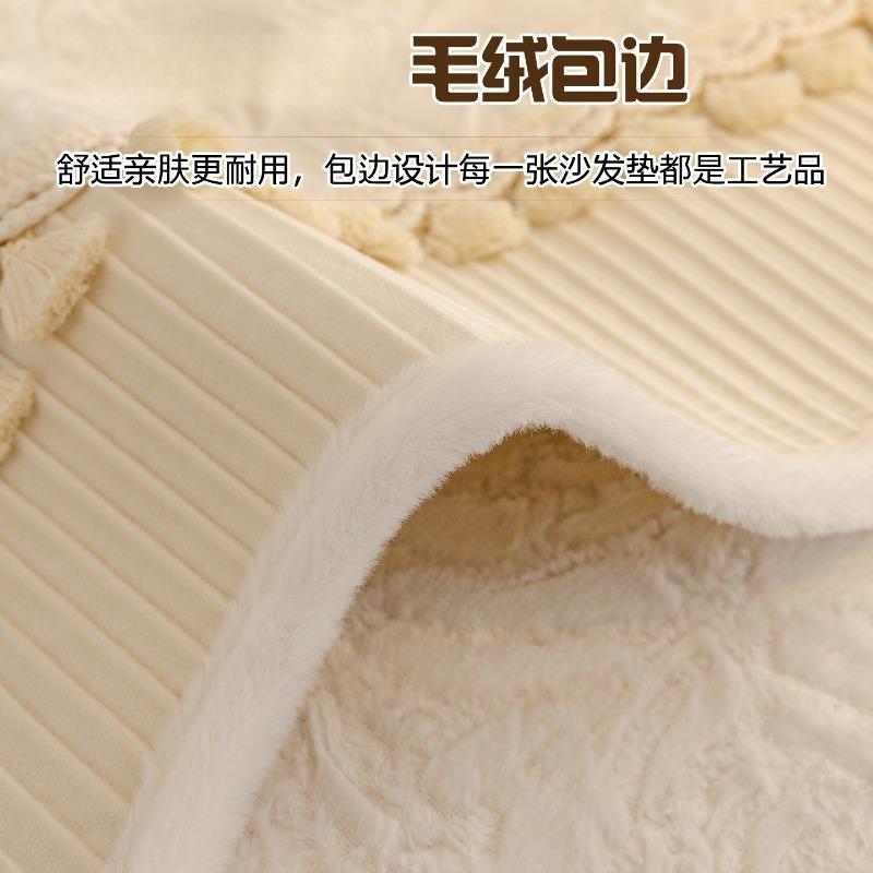 3D Rose Velvet Sofa Cushion Winter Thick Anti Slip Sofa Cover Towel Light Luxury One-piece Splicing Tassels Modular Sofa Cover