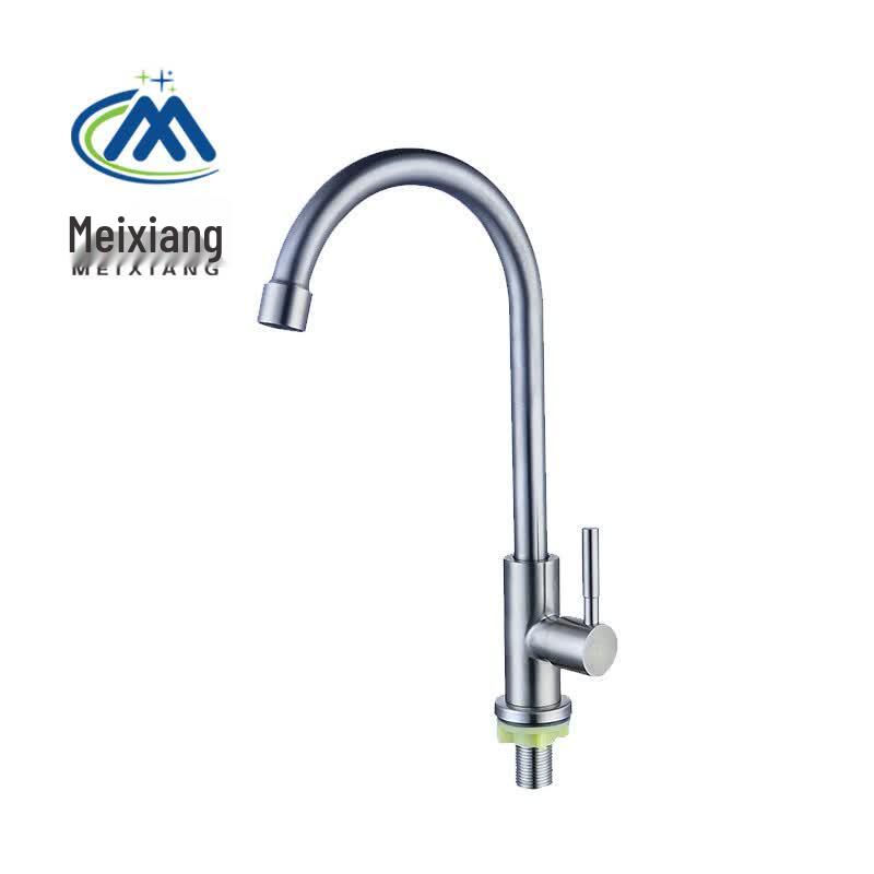 Meixiang 304 Stainless Steel Kitchen Single Cold Faucet Single Cold Large Bend