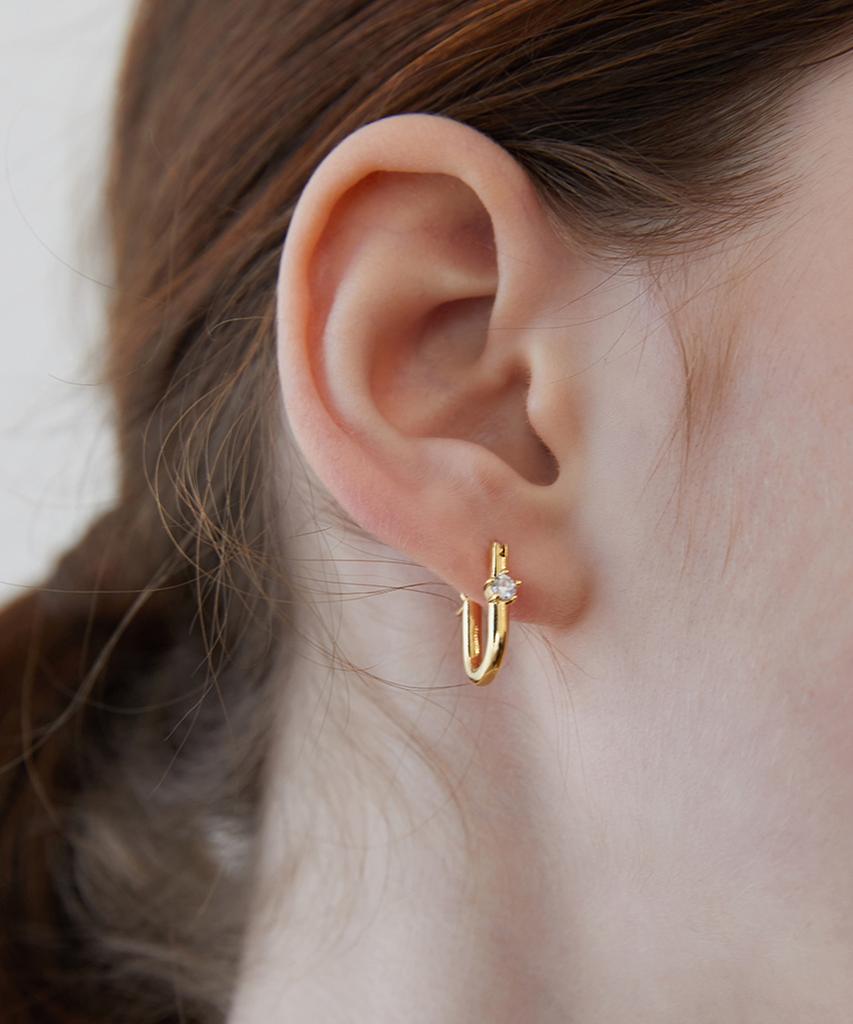 Tatiana (Silver 925) Front Cubic Hoop Earrings Ec1971