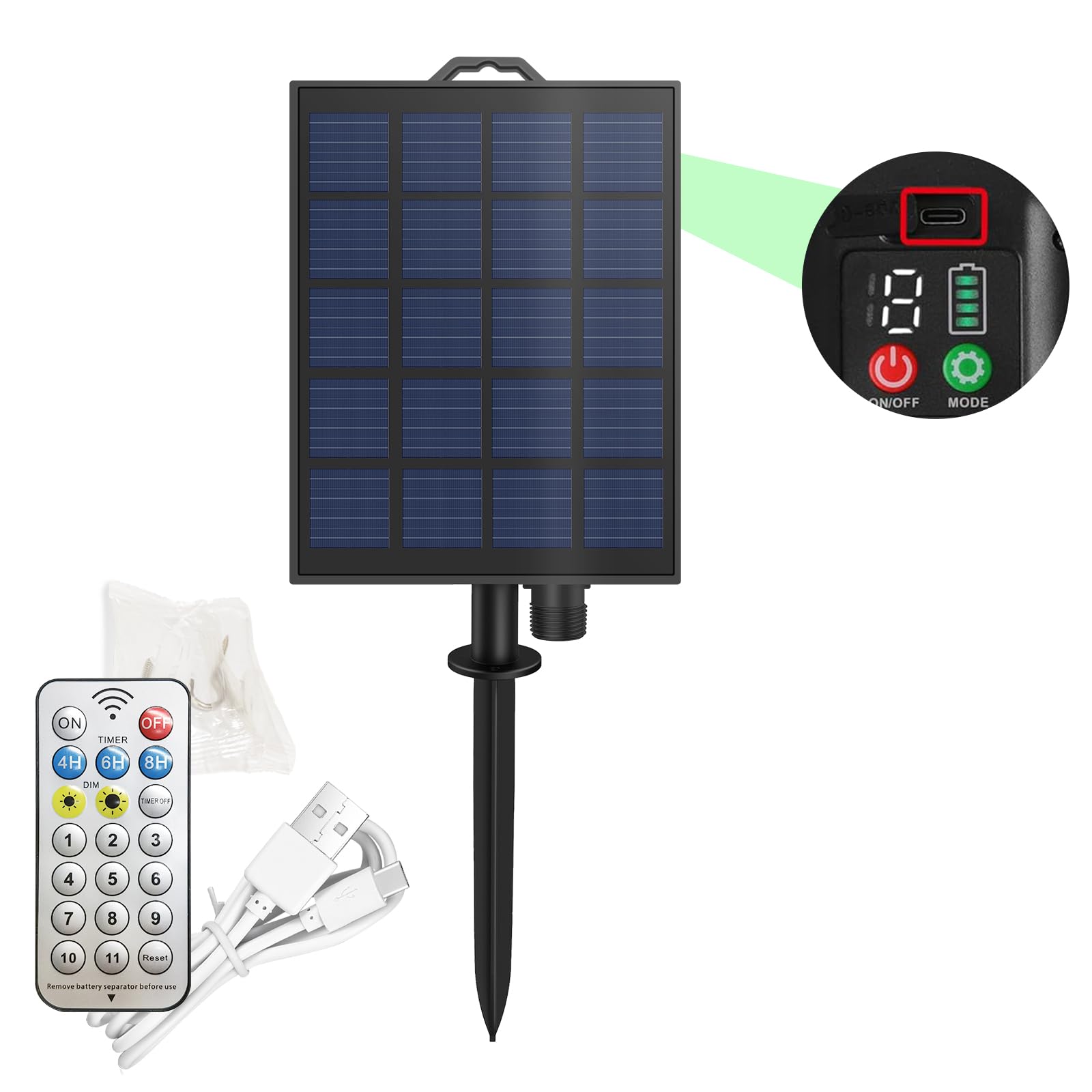 

Solar Panel Kit for Illumination Lighting, 24V, 2400mAh Built-in Recharger, Large Solar Controller, LED String Lights, Remote Control, DIY