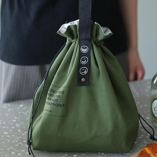 Bento Bag Adjustable Wide Opening Canvas Drawstring Design Lunch Handbag Picnic Accessories