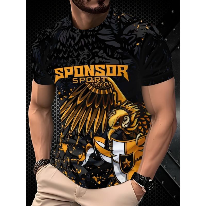

Men s casual 3D letter print T-shirt suitable for outdoor sports and daily comfort S