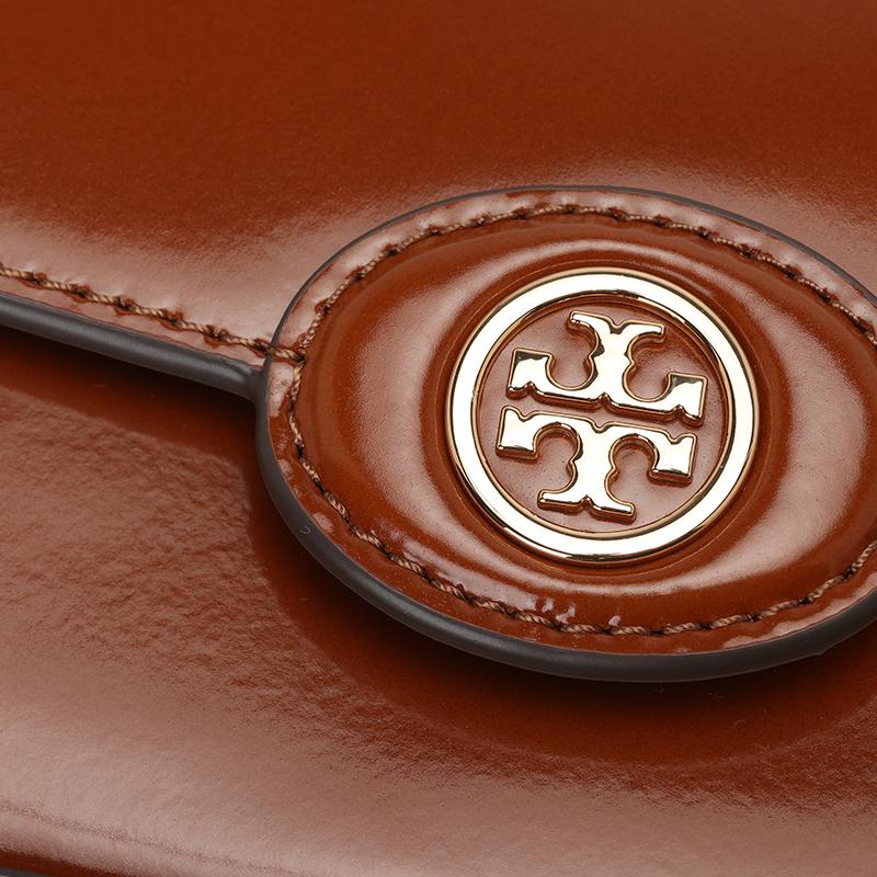 Tory Burch Robinson Logo Flap With Magnetic Snap Closure Leather Shoulder Crossbody Bag Women Bags Deep-Rust 161831-223