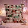Cute Sausage Dog Pattern Cushion Cover Premium Comfort Reversible Pillow Cove Two in One Design for Any Room  Car Interior