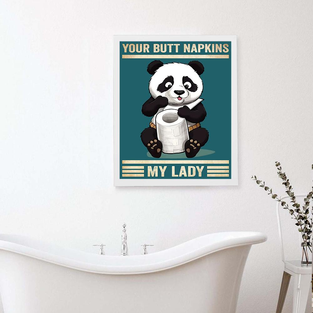 Your Butt Napkins Pig Lady Funny Humorous Retro Bathroom Wall Art Poster Print Toilet Animal Canvas Painting Room Home Decor