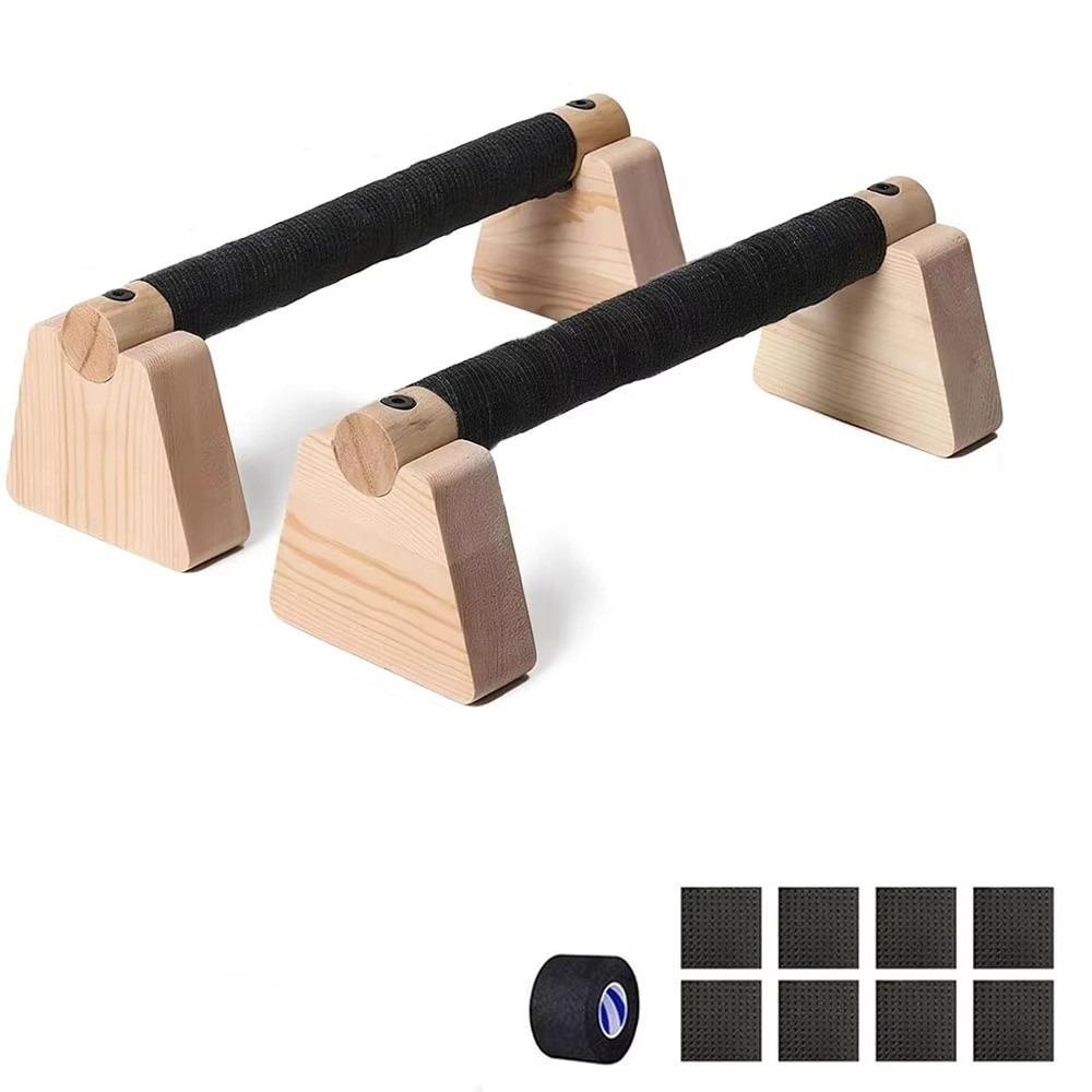 1 Pair Non-slip Wooden Push Up Bar Solid Wood Bracket Handstand Blocks  Floor Workout